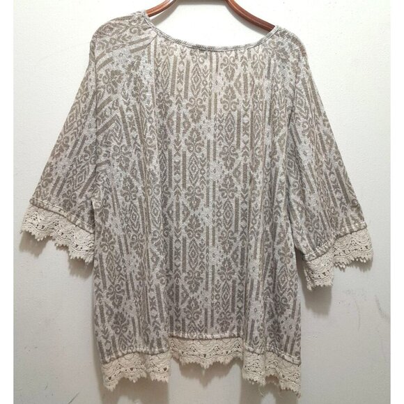 Kim Rogers Turkish Print Lace Accent Sweater Top Size 3X - Picture 6 of 9